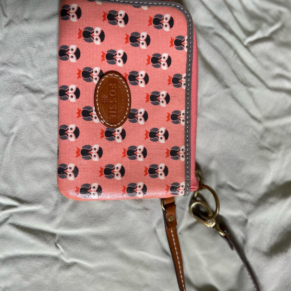 Fossil Pink Wallet with Owl Design